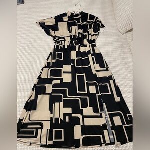 Asymmetrical print dress.